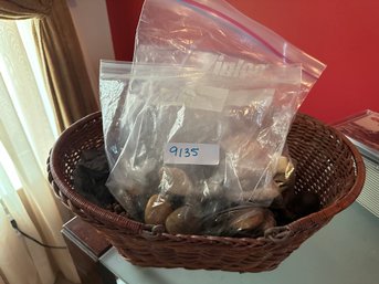 Polished Rocks Shells Basket Lot