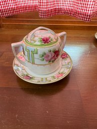 Vintage Hand Painted Nippon Sugar With Underplate