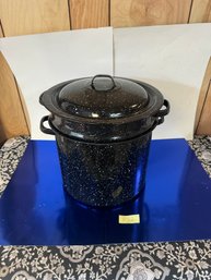 Vintage Enamel Double Black Enamel Pot