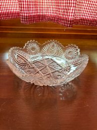 Vintage Round Clear Glass Bowl Candy Dish Sawtooth Edge