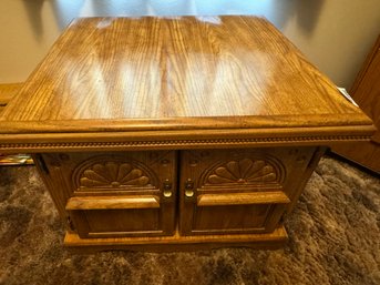 Vintage Solid Wood End / Side Table With Storage
