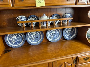 Lot Of Japan And Churchill Blue Willow Plates And Cups