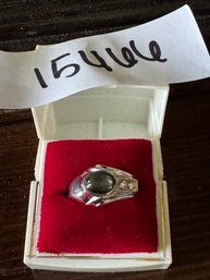 Vintage Mens Ring With Hematite Stone & Vintage Ring Box