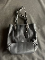 Black Leather Coach Purse With Brown Liner
