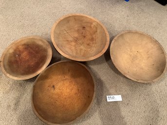 Wood Bowl Lot Of Four Bowls Dishes