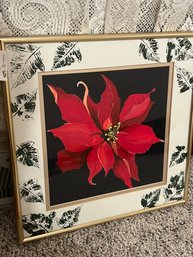 Signed And Dated 2004 Framed Poinsettia Painting