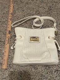 Nicole Miller White Leather Handbag Purse