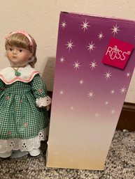 Russ Porcelain Doll Of The Month Perri - August Peridot Doll With Box