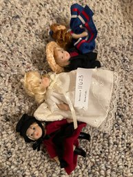 Lot Of Four Miniature Bisque / Porcelain Jointed Dolls