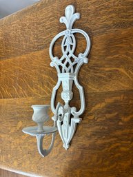 White Metal Wall Sconce Candle Holder