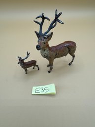 Vintage Lot Of Two Metal Germany Deer Figurines