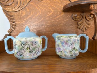 Hand Painted Creamer And Sugar