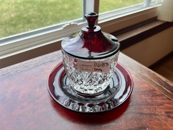 Vintage Ruby Red Glass Jam Jar / Mustard Dish