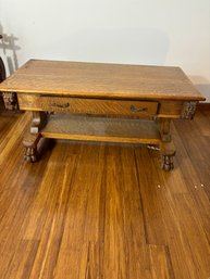 Magnificent Antique Oak Clawfoot Coffee Table