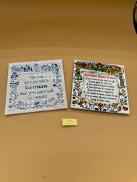 Lot Of 2 Vintage German Themed Tiles