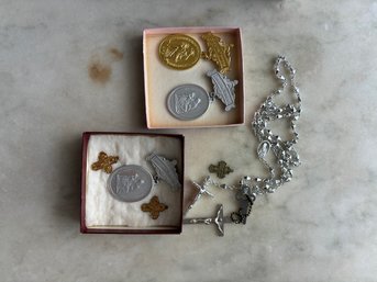 Rosary And Religious Medals Lot