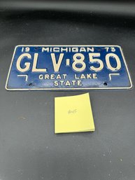 1973 Michigan Vintage License Plate