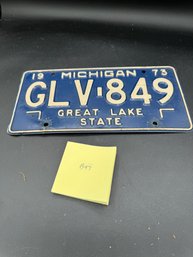 1973 Vintage Michigan License Plate