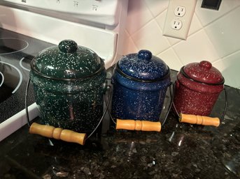 Colorful Handled Canister Lot