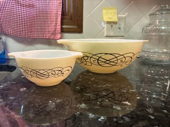 Vintage Pyrex Bowls Deluxe Golden Scroll Cinderella