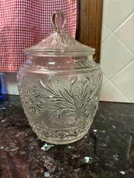 Indian Glass Sandwich Glass Cookie / Cracker Jar