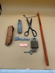 Vintage Garage Drawer Mix Lot -  11th Finger, Snap On, Vintage Stanley Knife, Best Lock W Key, & More!