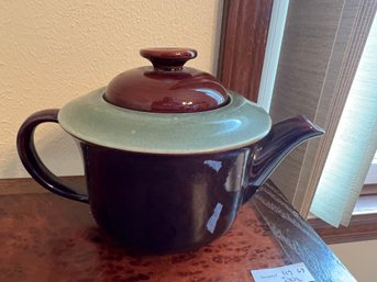 Vintage Red Wing Pottery Two Tone Brown & Mottled Green Teapot - AS IS - Has Chips Pls See Photos