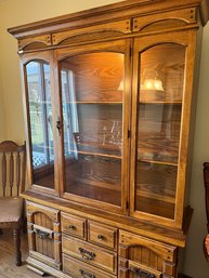 Vintage Solid Wood Lighted Curio / China Cabinet