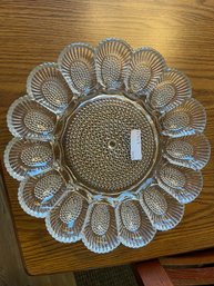 Vintage Pattern Glass Egg Plate / Platter