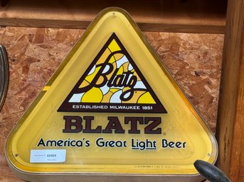 Vintage Triangle Shaped Blatz Beer Bar Sign