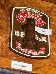 Grizzly Beer Canadian Lager Bar Sign