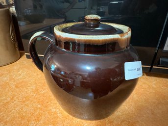 Pfaltzgraff Brown Drip Glaze Ceramic Pottery Bean Pot With Lid