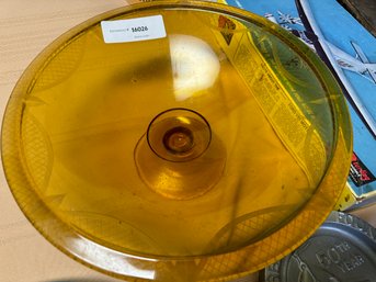 Beautiful Amber Glass Depression Glass Console Bowl
