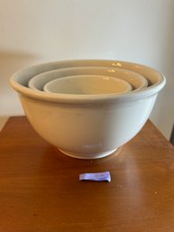 Heavy White Ceramic Nesting Bowls