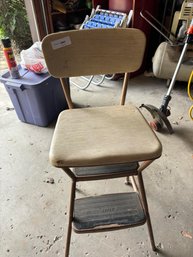 Vintage Tall Bar Step Chair With Back
