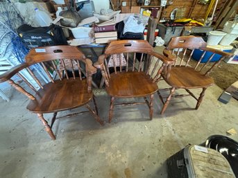 Lot Of Three Vintage Wood Chairs