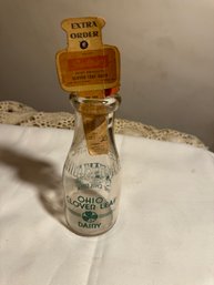 Ohio Clover Leaf Dairy QT Milk Bottle With Original Ad!