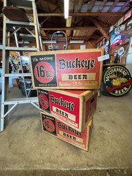 Lot Of Three Vintage Buckeye Beer Boxes / Cases