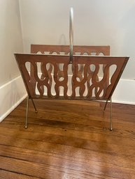 Mid Century Magazine Rack Wood And Metal