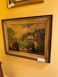 Currier And Ives Hand Colored Lithograph 'Life In The Country Evening'