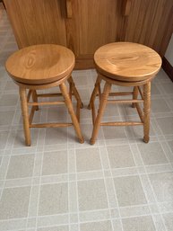 (2) Wooden Stools