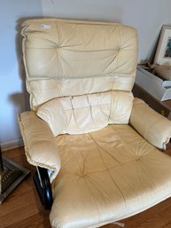 Cream Colored Leather Swivel Chair