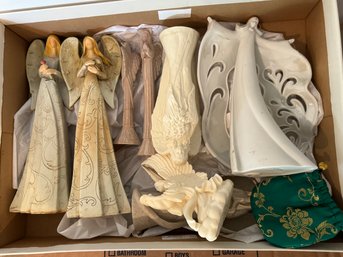 Box Lot Of Angel Figurines Or Statues