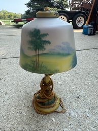 Vintage Reverse Painted Lamp