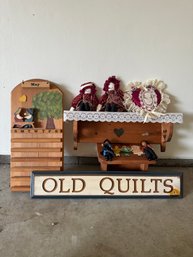 Old Quilt Sign And Other Wood Decor Lot