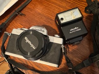 Minolta Vintage Camera With Flash