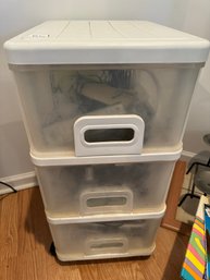 Three Drawer Storage Container With Elwctronics
