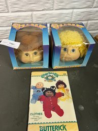 Vintage Cabbage Patch Kids Pattern & Two Vintage Doll Heads