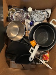 Huge Box Lot Of Kitchen Cooking Items