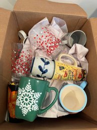 Large Box Lot Of Coffee Mugs & More!